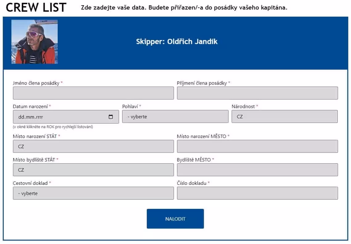 Crew list odešlete jedním kliknutím